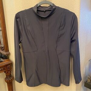 MIKOH Women’s Gray Lowers Mock Neck Long Sleeve Rash Guard Swimwear Top Size XL